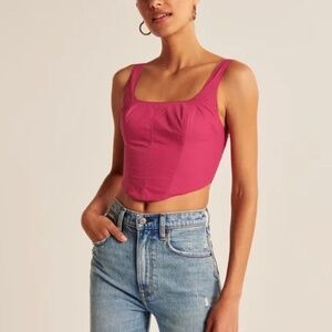 Abercrombie & Fitch Green Poplin Corset Crop Top